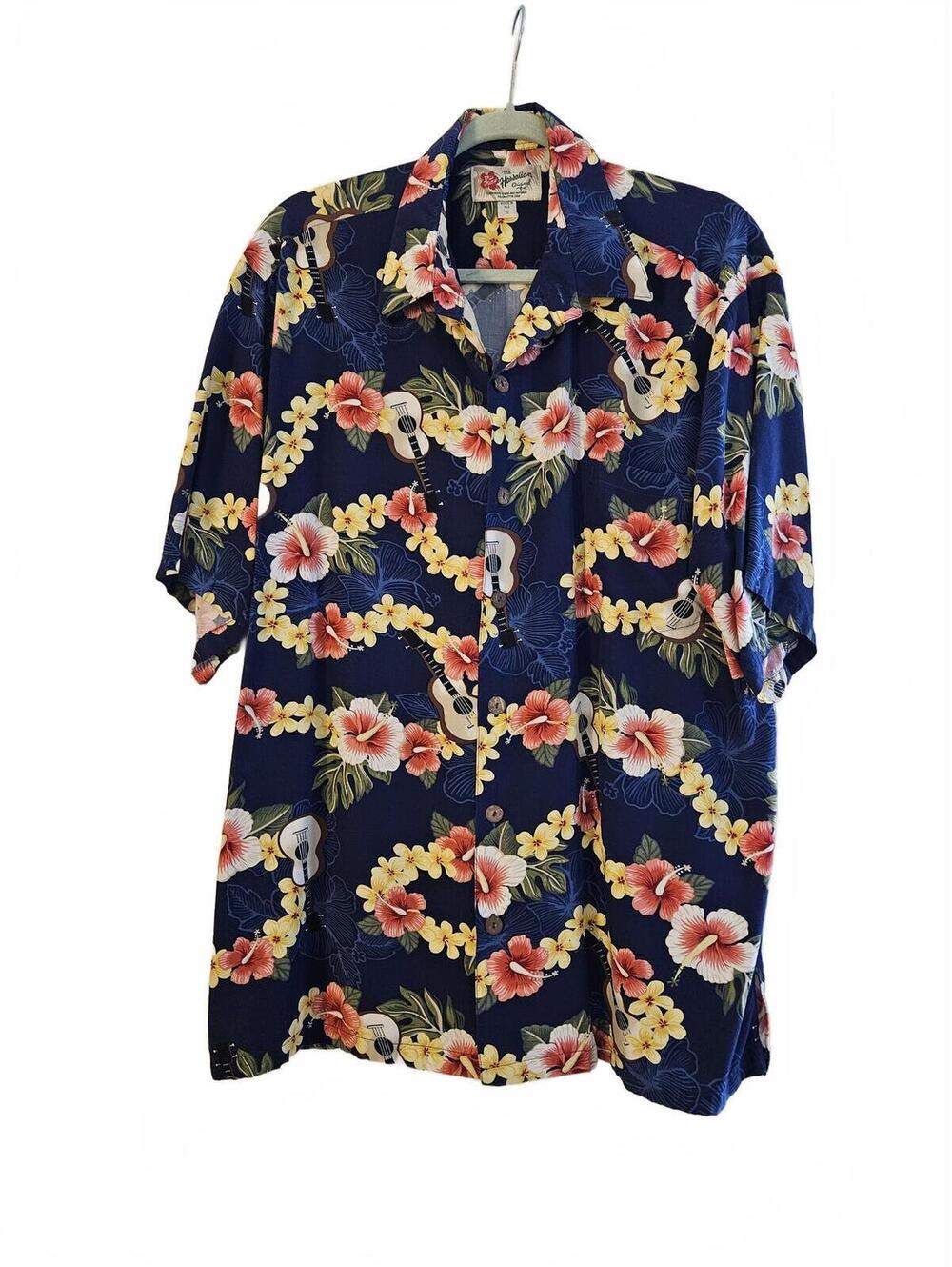 Hilo Hattie The Hawaiian Original Men's Floral Hawaiian Shirt Navy-Size XL - Picture 3 of 5